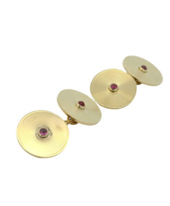 Elegant 9ct Gold Ruby Target Cufflinks dated 1986