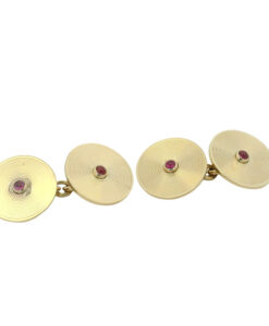 Elegant 9ct Gold Ruby Target Cufflinks dated 1986