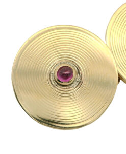Elegant 9ct Gold Ruby Target Cufflinks dated 1986