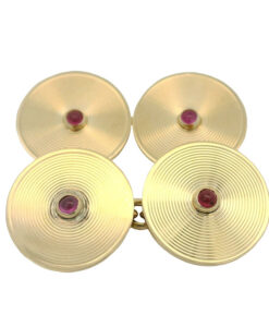 Elegant 9ct Gold Ruby Target Cufflinks dated 1986