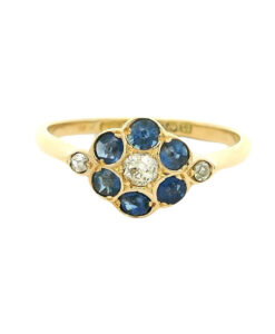 18ct Gold Diamond and Sapphire Cluster Ring