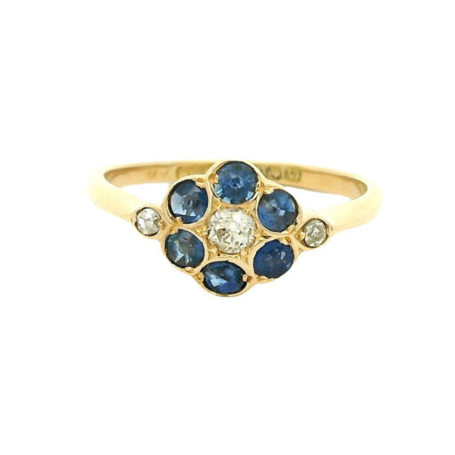 18ct Gold Diamond and Sapphire Cluster Ring