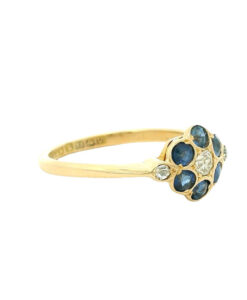 18ct Gold Diamond and Sapphire Cluster Ring