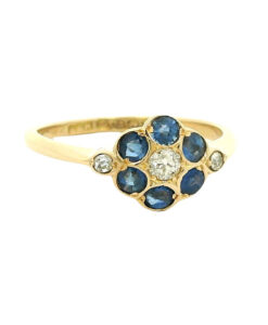 18ct Gold Diamond and Sapphire Cluster Ring