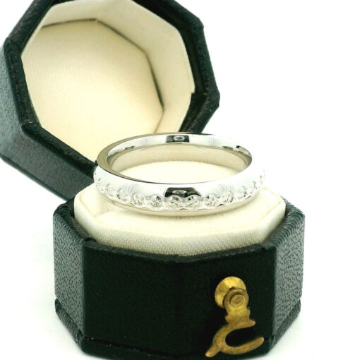 Sparkling Platinum Wedding Band Ring 4mm