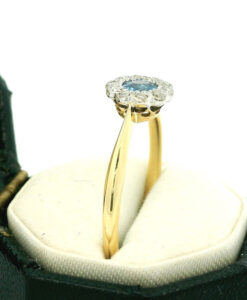 18ct Gold Diamond and Sapphire Cluster Ring c1900