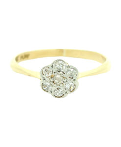 Antique 18ct Gold & Platinum Diamond Daisy Ring