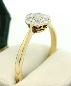 Antique 18ct Gold & Platinum Diamond Daisy Ring