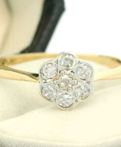 Antique 18ct Gold & Platinum Diamond Daisy Ring