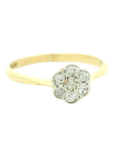 Antique 18ct Gold & Platinum Diamond Daisy Ring