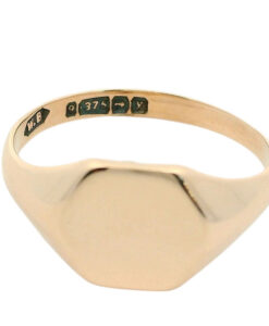 Antique 9ct Rose Gold Hexagonal Signet Ring