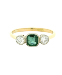 Antique 18ct Gold Diamond and Emerald Ring