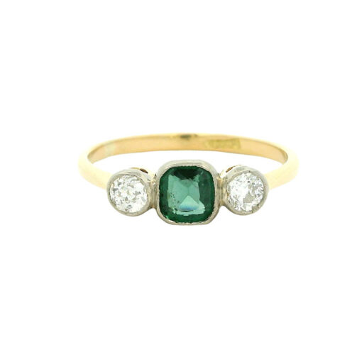 Antique 18ct Gold Diamond and Emerald Ring