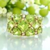 Gold Diamond and Peridot Cluster Ring