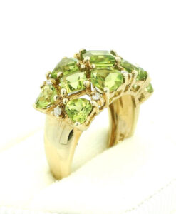 9ct Gold Diamond and Peridot Cluster Ring