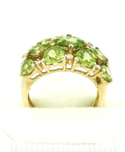9ct Gold Diamond and Peridot Cluster Ring