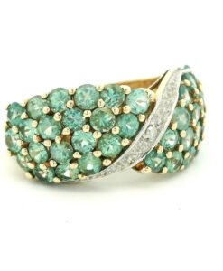 9ct Gold Alexanderite and Diamond Cluster Ring