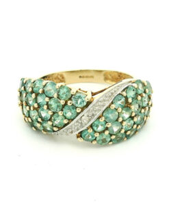 9ct Gold Alexanderite and Diamond Cluster Ring