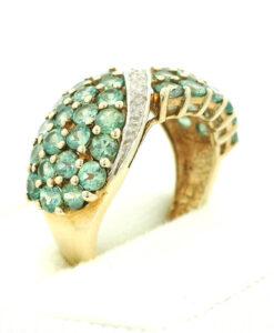 9ct Gold Alexanderite and Diamond Cluster Ring