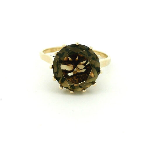 Vintage 9ct Gold Smokey Quartz Ring dated 1971