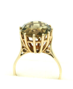 Vintage 9ct Gold Smokey Quartz Ring dated 1971