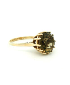 Vintage 9ct Gold Smokey Quartz Ring dated 1971