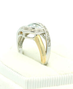 9ct Gold Diamond and Aquamarine Ring
