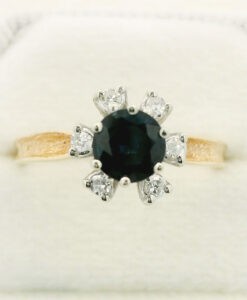 14ct Gold Diamond and Sapphire Cluster Ring