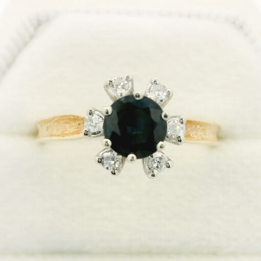 14ct Gold Diamond and Sapphire Cluster Ring