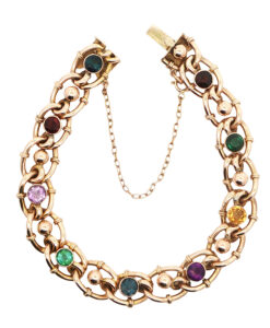 Antique 9ct Rose Gold Multi Gemstone Bracelet c1900