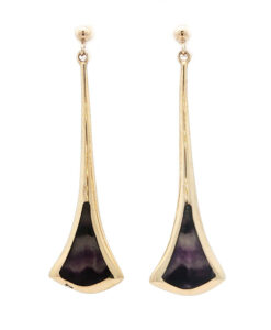 9ct Yellow Gold Blue John Drop Earrings
