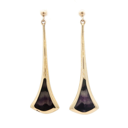 9ct Yellow Gold Blue John Drop Earrings