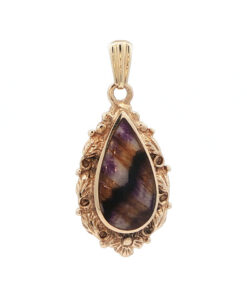 Vintage 9ct Gold Blue John Pendant dated 1979