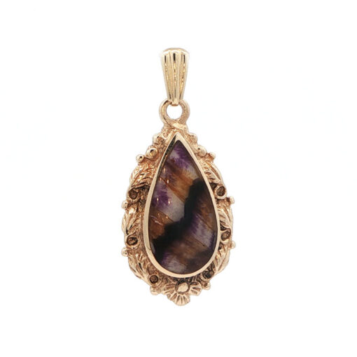 Vintage 9ct Gold Blue John Pendant dated 1979