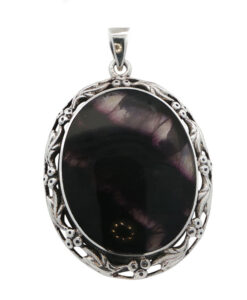 Large Sterling Silver Blue John Pendant