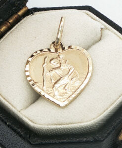 9ct Gold Heart St Christopher Pendant