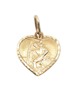 9ct Gold Heart St Christopher Pendant