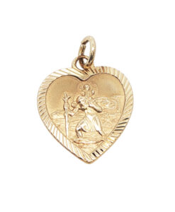 Vintage 9ct Gold Heart St Christopher Pendant