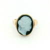 Antique 9ct Gold Green Hardstone Cameo Ring