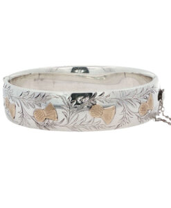 Vintage Sterling Silver and Gold Thistle Bangle