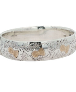 Vintage Sterling Silver and Gold Thistle Bangle
