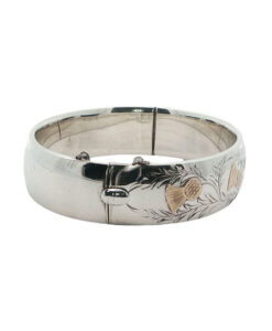 Vintage Sterling Silver and Gold Thistle Bangle