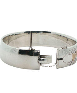 Vintage Sterling Silver and Gold Thistle Bangle