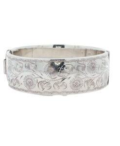 front of Vintage Sterling Silver Engraved Bangle