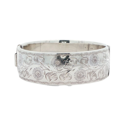front of Vintage Sterling Silver Engraved Bangle