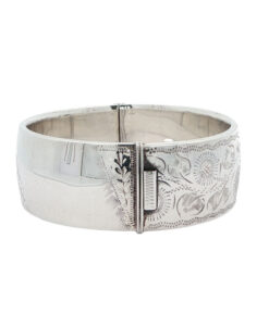 hinge view of Vintage Sterling Silver Engraved Bangle