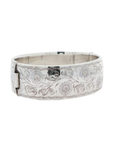 side view of Vintage Sterling Silver Engraved Bangle