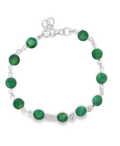 Sterling Silver Green Agate Bracelet