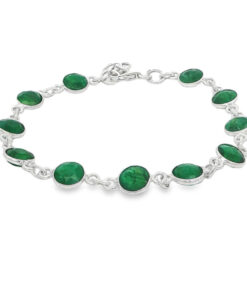 Sterling Silver Green Agate Bracelet