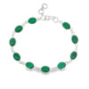 Sterling Silver Cabochon Cut Green Agate Bracelet
